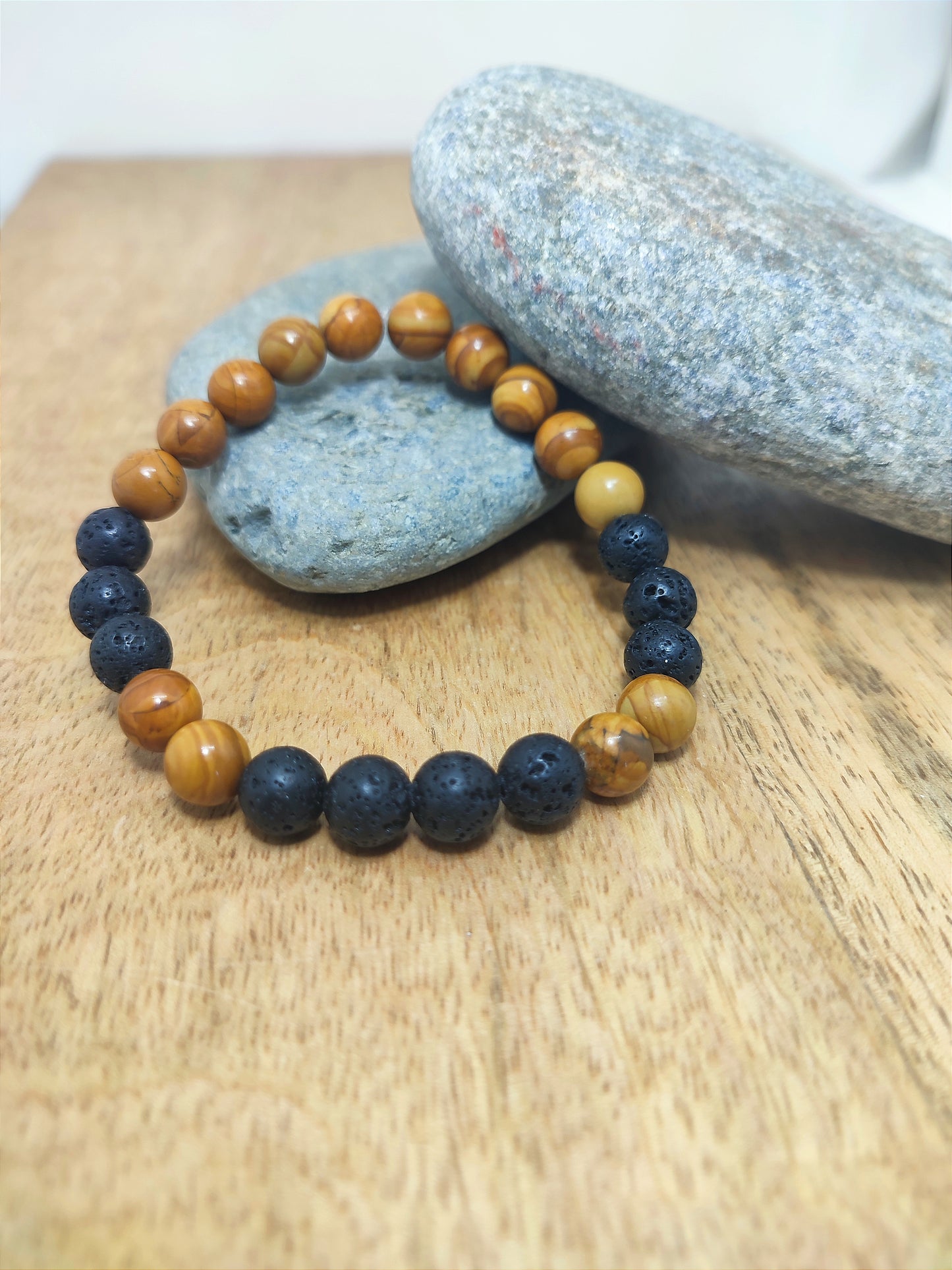 Bracelet bois et lave