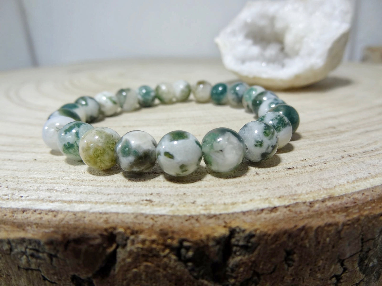 Bracelet uni en Agate Arbre.