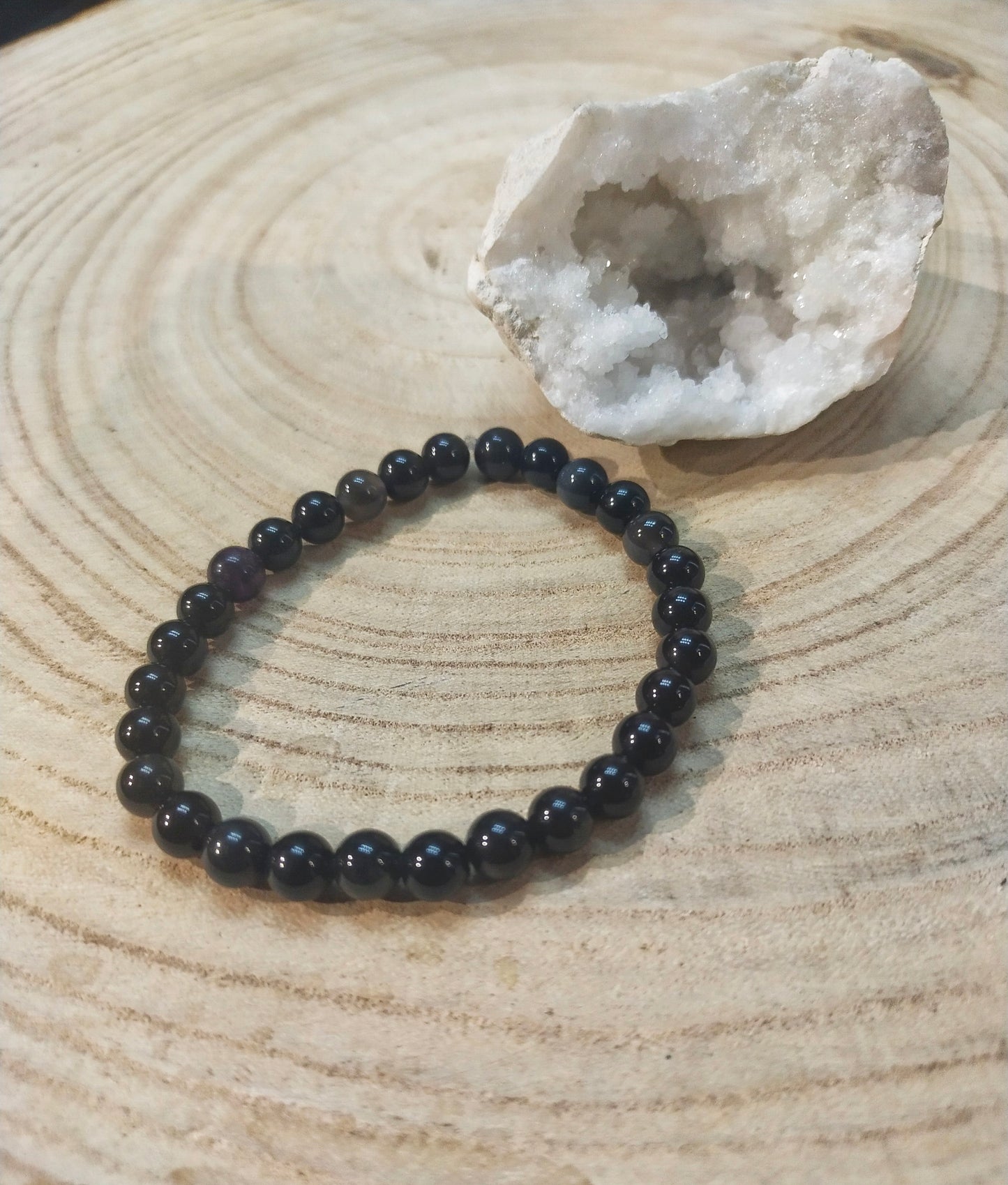 Bracelet uni en Obsidienne noire