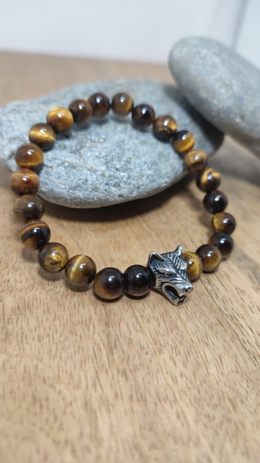 Bracelet "loup sauvage" oeil de tigre