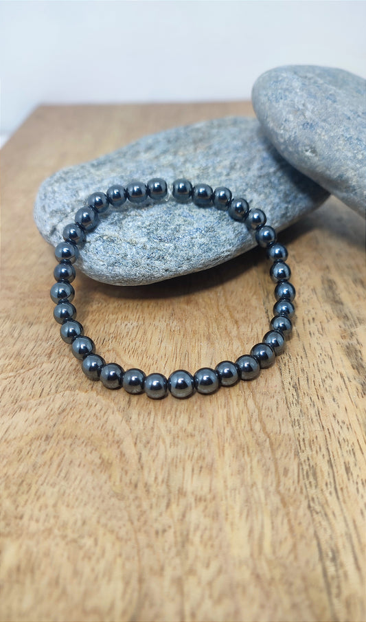 Bracelet uni en Hematite 6mm . Mixte