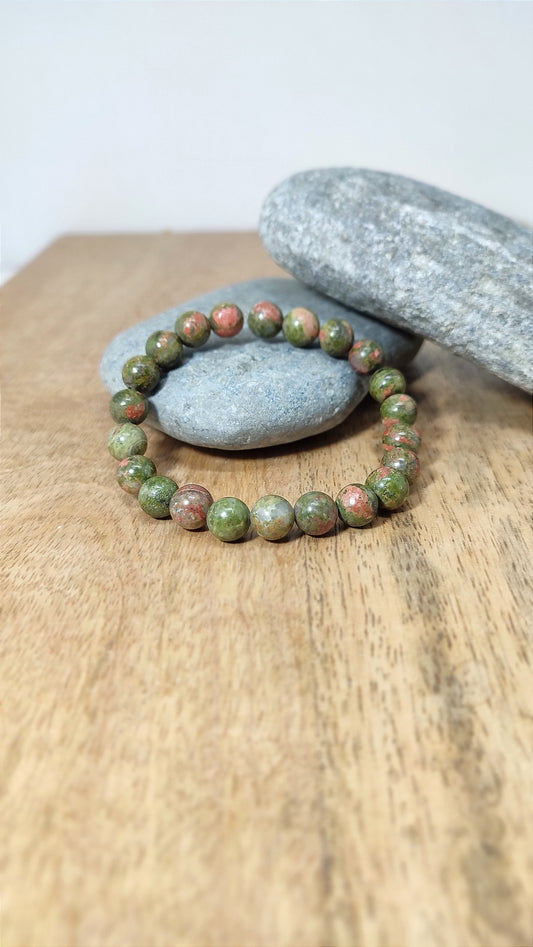 bracelet uni en Unakite.