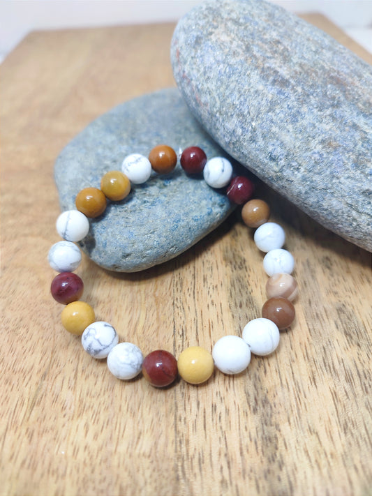 Bracelet Howlite/ Jaspe Mokaite.