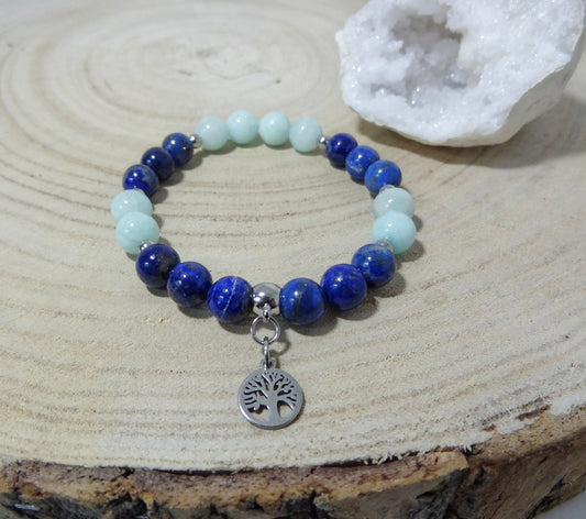 Bracelet Amazonite et Lapis Lazuli.